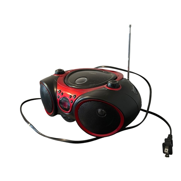 JENSEN CD-490 Portable Stereo CD Player With AM/FM Stereo Radio Boombox Red-Blk - Picture 2 of 7